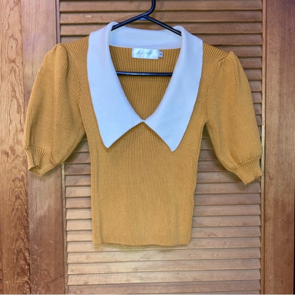 Mustard Yellow Women’s Shirt with White Collar